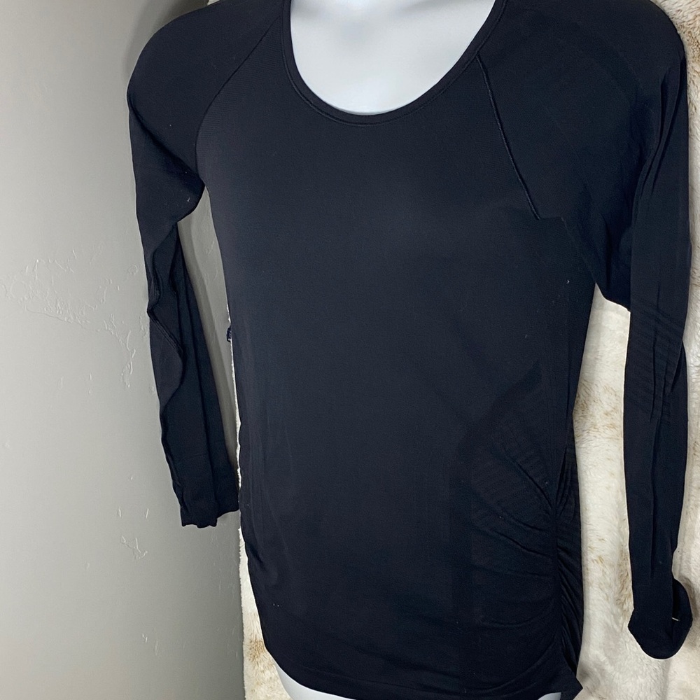 Athleta Black Long Sleeve Scoop Neck Top - Picture 3 of 4